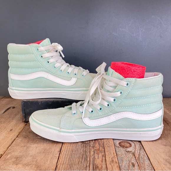 Mint Green VANS Sk8 Hi Slim Mens 5 / Womens 6.5 Canvas Hi-top - Picture 1 of 16